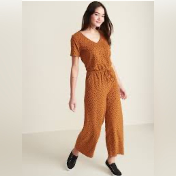 Old Navy Pants - Old Navy Rust Polka Dot Jumpsuit